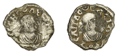 Axumite Coinage, Ousanas I (320s-340s), heavy silver Unit, draped bust right wearing diadem, pellet-in-crescent...