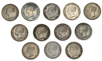 British, Victoria, Threehalfpence (12), 1838 (3), 1839, 1840, 1841, 1842, 1843 (2), 1843/34, 1860, 1862 (KM 728; S...