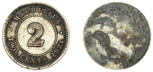 Mauritius, British Mauritius, George V, uniface Pattern 2 Cents, 1921, in silver, 3.43g (Schön. –; KM. –). Good...