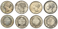 India, British India, EIC, Victoria, Rupees (4), type I (2), 1840b, 1840m, type II (2), 1840c, 1840m (Prid. 50, 51,...