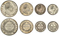 India, British India, William IV, Rupee, 1835b, without initials, Bombay, Half-Rupee, 1835c, Calcutta,...