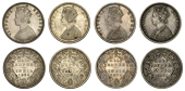 India, British India, Victoria, Half-Rupees (4), 1862, type B/II, 1874b, 1881b, 1884 (Prid. 255, 268, 284, 289; KM....