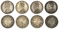 India, British India, Victoria, Half-Rupees (4), 1862, type B/II, 1874b, 1881b, 1884 (Prid. 255, 268, 284, 289; KM....