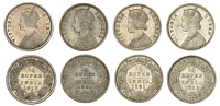 India, British India, Victoria, Quarter-Rupees (4), 1862c, 1875b, 1891b, 1901c (Prid. 376, 396, 404, 406; KM. 470,...