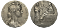 France, Chamber of Deputies [Chambre des Députés], 1906, a silver medal by F. Vernon, Marianne right wearing...