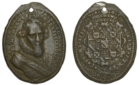 Netherlands, Prince Maurice of Orange, as Knight of the Order of Garter, undated (c. 1615), a later cast bronze...
