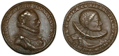 Netherlands, Princes Maurice and William, 1577, a cast bronze medal by C. Bloc, armoured and draped bust right, rev....