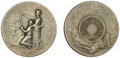 Mauritius, Agricultural and Industrial Exhibition, 1926, a silver medal by J. Rasumny, boy with scythe observing...