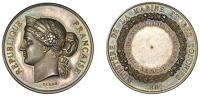 Réunion, Intercolonial Concourse at Saint Denis [Concours Intercolonial de Saint Denis], 1881, a silver prize medal...