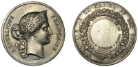 Réunion, Intercolonial Concourse at Saint Denis [Concours Intercolonial de Saint Denis], 1881, a silver prize medal...