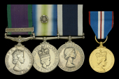 The South Atlantic and Gulf operations group of four awarded to Lieutenant-Commander S. J. Ball, Royal Navy, who was...