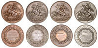 Mauritius, School Prize Medals (4), by J. Moore, rev. St. George and the Dragon on all; Higher Edication of Girls...