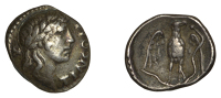 British Iron Age, ATREBATES and REGNI, Tincomarus (c. 25 BC - 10 AD), silver Unit, Eagle type, laureate head right,...