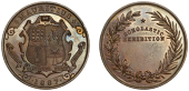 Mauritius, Scholastic Exhibition, 1887, a bronze prize medal, unsigned, coat of arms with date and inscription above...