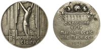 Mauritius, Exposition de la Maison Idéale (ideal Home Exhibition), 1931, a silver medal by A. Bertrand, figure...