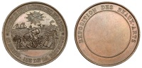 Réunion, Exposition des Beaux-Arts, 1864, a bronze prize medal by J. Crozet, awarded by the Société des Sciences...