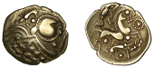 Continental Iron Age, NORTHERN GAUL, Aulerci Eburovices, gold Hemistater, 1st century BC, diademed head left with...