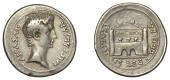 Augustus (27 BC-AD 14), Octavian, Denarius, Emerita [Spain], 25-23 BC, under Publius Carisius as moneyer, bare head...