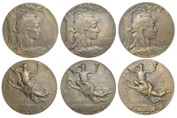 France, Exposition Universelle Internationale, Paris, 1900, bronze medals by J.C. Chaplain (3), awarded to the...