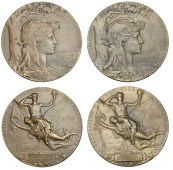France, Exposition Universelle Internationale, Paris, 1900, bronze medals by J.C. Chaplain (2), awarded to the...