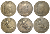 France, Exposition Universelle Internationale, Paris, 1900, bronze medals by J.C. Chaplain (3), awarded to the...