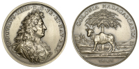 Madagascar, Colonisation of Madagascar, 1665, a modern restrike medal, in silver, laureate bust of Louis XIV right...