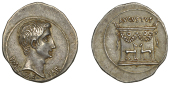 Augustus (27 BC-AD 14), Octavian, Tetradrachm, Epehsus [Ionia], 24-20 BC, bare head right, imp caesar, rev. altar of...