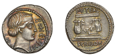 L. Scribonius Libo, Denarius, c. 62, diademed head of Bonus Eventus right, libo bon event around, rev. Puteal...
