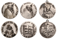 Italy: Papal States, Travels of Pope John Paul II, silver medals by E. Manfrini (3), 1986, 1989 (2), including...