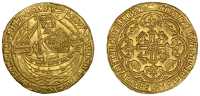 Edward III (1327-1377), Fourth coinage, Post-Treaty period, Noble, Calais, 1369-77, ship of state with crenelated...