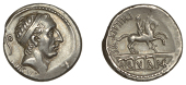 L. Marcius Philippus, Denarius, c. 56, diademed bust of Ancus Marcius right, lituus behind, ancvs below, rev....