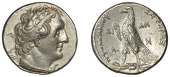 POTLEMAIC KINGS OF EGYPT, Ptolemy II (285-46), Tetradrachm, Sidon, yr 38 [248-7], diademed bust right wearing Aegis...