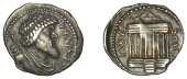 KINGS OF NUMIDIA, Juba I (60-46), Denarius, Utica, draped, diademed and bearded bust right, with sceptre over...