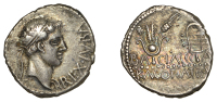 KINGS OF MAURETANIA, Juba II with Kleopatra Selene (25 BC - AD 24), Denarius, Caesarea, diademed head right, rex...