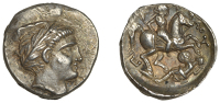 KINGDOM OF PAEONIA, Patraos (335-315): Tetradrachm, struck at Damastion, head of Apollo right, wearing wreath of...