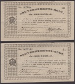 Gouvernements Noots, £1 (2), Pietersburg, 1 February 1901, consecutive serial numbers 5697A-98A, first without...