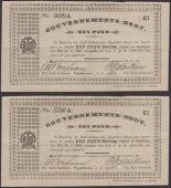 Gouvernements Noots, £1 (2), Pietersburg, 1 February 1901, consecutive serial numbers 5699A-70A, first without...