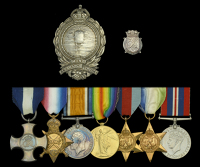 A Second War ‘Minesweeping’ D.S.C. group of seven awarded to Skipper A. A. Hindes, Royal Naval Reserve...