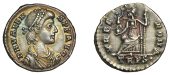 Valens (364-378), Valens, Siliqua, Trier, 367-75, pearl-diademed, draped and cuirassed bust right, d n valens p f...