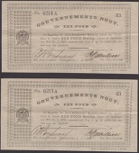 Gouvernements Noots, £1 (2), Pietersburg, 1 March 1901, consecutive serial numbers 6214A-15A, both notes with The...