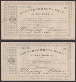 Gouvernements Noots, £1 (2), Pietersburg, 1 April 1901, consecutive serial numbers 33729A-30A in blue ink, without...