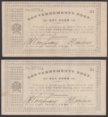 Gouvernements Noots, £1 (2), Pietersburg, 1 April 1901, consecutive serial numbers 33731A-32A in blue ink, without...