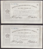 Gouvernements Noots, £1 (2), Pietersburg, 1 April 1901, consecutive serial numbers 40704A-05A in blue ink, each...
