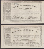 Gouvernements Noots, £1 (2), Pietersburg, 1 April 1901, consecutive serial numbers 57294A-95A in blue ink, without...