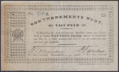 Gouvernements Noots, £5, Pietersburg, 1 April 1901, serial number 4708A, thin paper with Croxley Manifest Bank...
