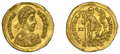 Honorius (393-423), Honorius, Solidus, Mediolanum, 394-5, pearl-diademed, draped and cuirassed bust right, d n...