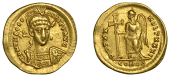 Theodosius II (402-450), Theodosius II, Solidus, Constantinople, 10th Officiana, 420-2, helmeted, pearl-diademed and...