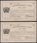 Gouvernements Noots, £1 (3), Te Velde, 1 May 1902, consecutive serial numbers 59913A-15A, no watermark, lined paper...