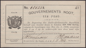 Gouvernements Noots, £1, Te Velde, 1 May 1902, serial number 60622A, vertical lines watermark, lined paper with...
