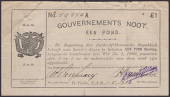 Gouvernements Noots, cancelled £1, Te Velde, 1 May 1901, serial number 59854A, without watermark, lined paper with...